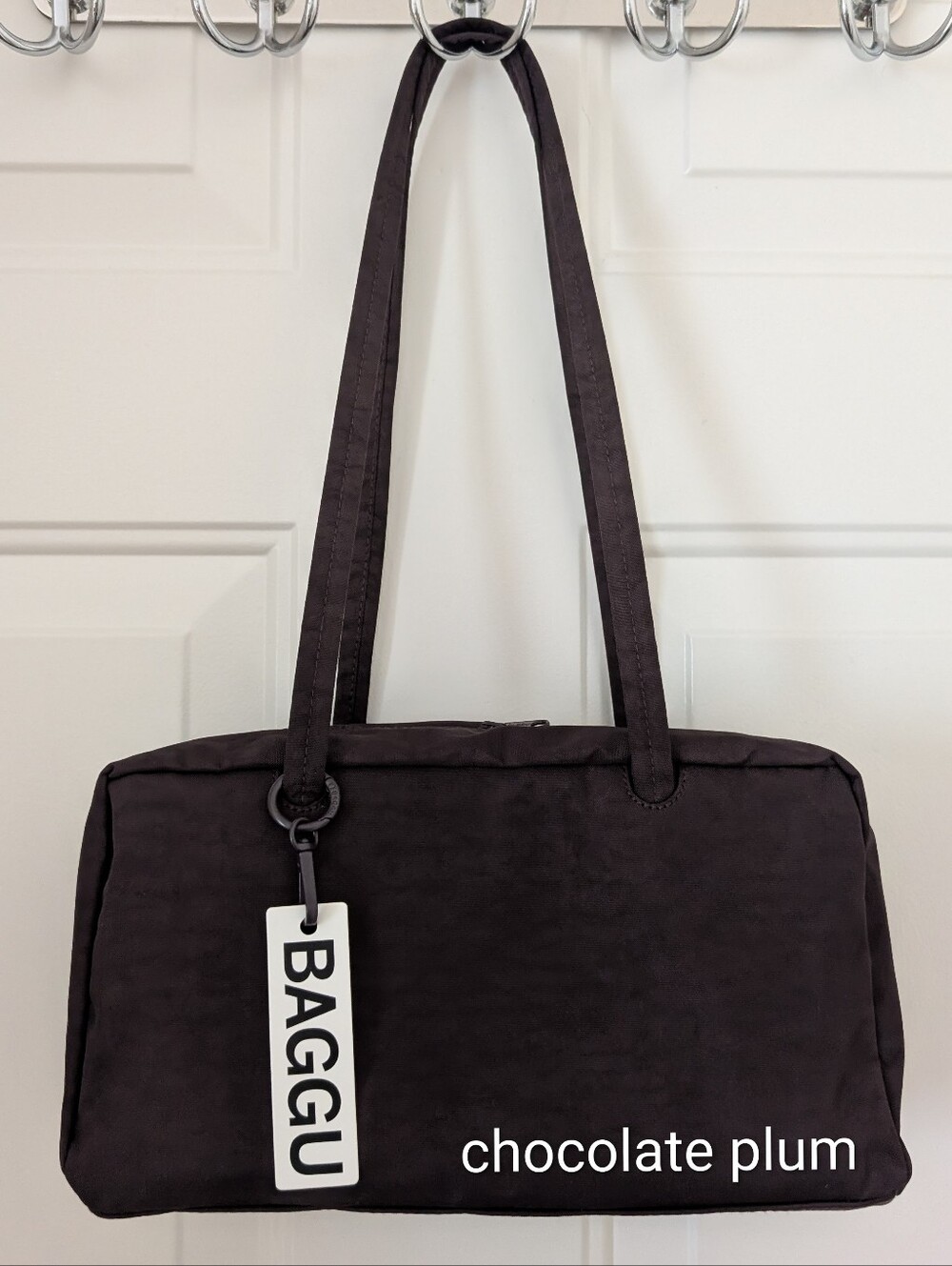 BAGGU Nylon Bowler Bag Chocolate Plum Regular Brand New